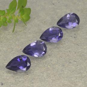 1.18캐럿 천연 딥 퍼플 아이올라이트 보석, 배 모양, 6.1×4 mm, VS
