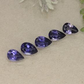 1.74캐럿 천연 딥 바이올렛 아이올라이트 보석, 배 모양, 6.2×3.9 mm, VS