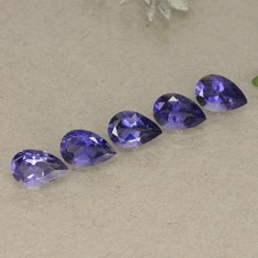 1.74캐럿 천연 다크 바이올렛 아이올라이트 보석, 배 모양, 6×4 mm, VS