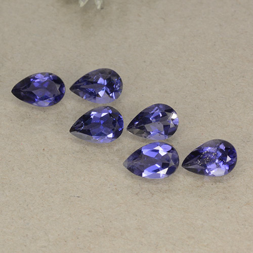 2.04캐럿 천연 딥 바이올렛 아이올라이트 보석, 배 모양, 6×4 mm, VS