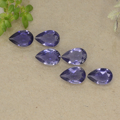 1.68캐럿 천연 가지 보라색 아이올라이트 보석, 배 모양, 6×4.1 mm, VS