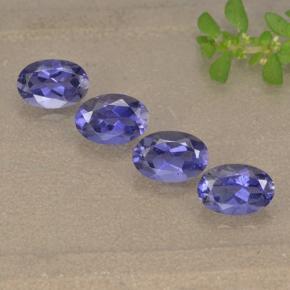 1.69캐럿 천연 딥 퍼플 아이올라이트 보석, 타원형 컷, 6×4 mm, VS