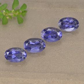 1.69캐럿 천연 딥 퍼플 아이올라이트 보석, 타원형 컷, 6×4 mm, VS