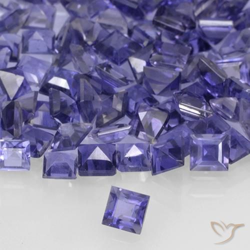 0.12캐럿 천연 딥 퍼플 아이올라이트, 스퀘어, 3×3 mm, VVS-VS