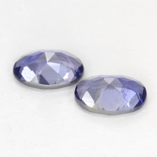 0.73캐럿 천연 은빛 파란색 아이올라이트 보석, 타원형 컷, 6×4.2 mm, VS