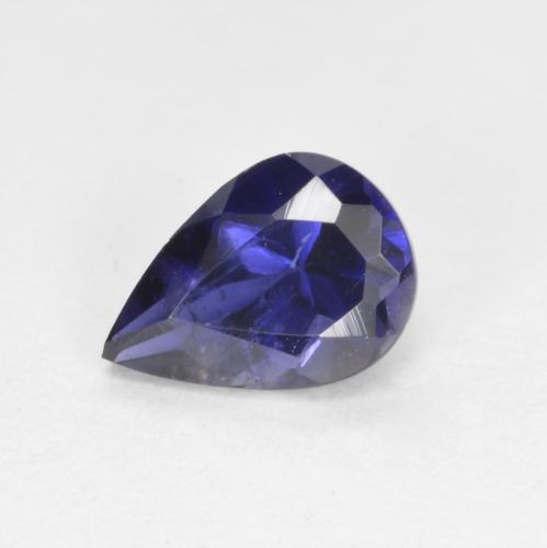 0.60캐럿 천연 다크 블루 아이올라이트, 배 모양, 6.9×4.9 mm, VS-SI