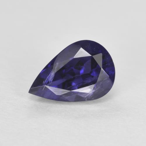 0.64캐럿 천연 딥 블루 아이올라이트, 배 모양, 7×4.7 mm, VS-SI
