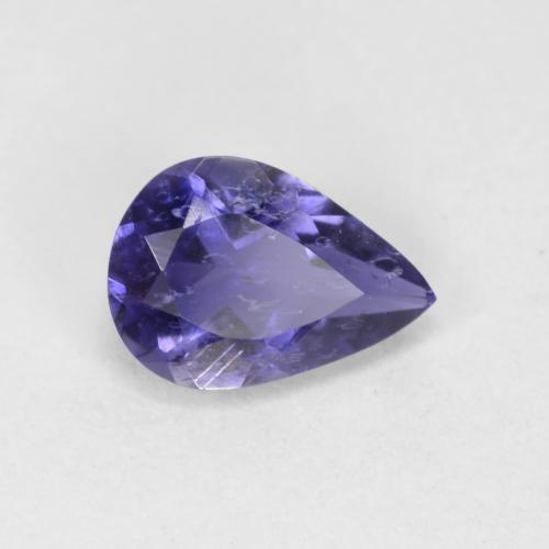 0.51캐럿 천연 딥 블루 아이올라이트, 배 모양, 6.9×4.8 mm, VS-SI