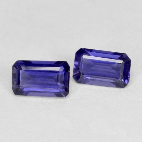 0.51캐럿 천연 딥 퍼플 아이올라이트 보석, 에메랄드 컷, 4.9×3.1 mm, VS-SI