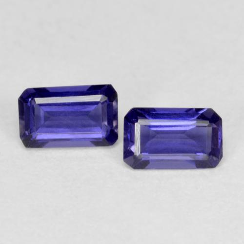 0.51캐럿 천연 딥 퍼플 아이올라이트 보석, 에메랄드 컷, 4.9×3.1 mm, VS-SI