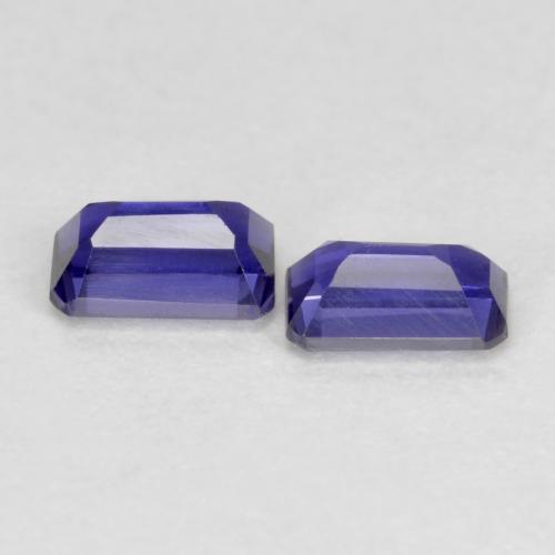 0.51캐럿 천연 딥 퍼플 아이올라이트 보석, 에메랄드 컷, 4.9×3.1 mm, VS-SI