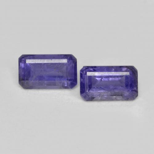 0.58캐럿 천연 짙은 청자색 아이올라이트 보석, 에메랄드 컷, 5.1×3 mm, VS-SI