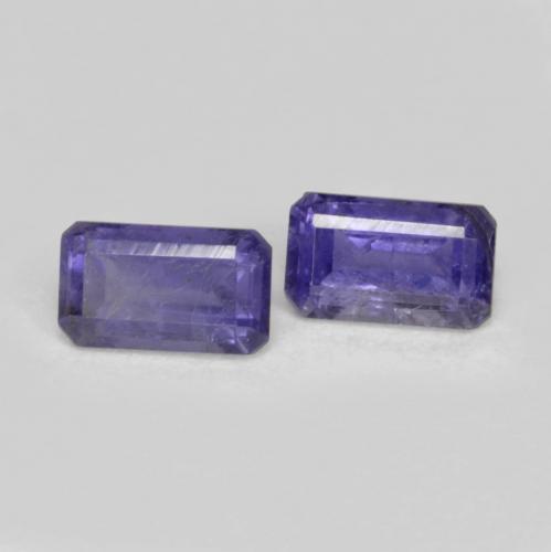 0.58캐럿 천연 짙은 청자색 아이올라이트 보석, 에메랄드 컷, 5.1×3 mm, VS-SI