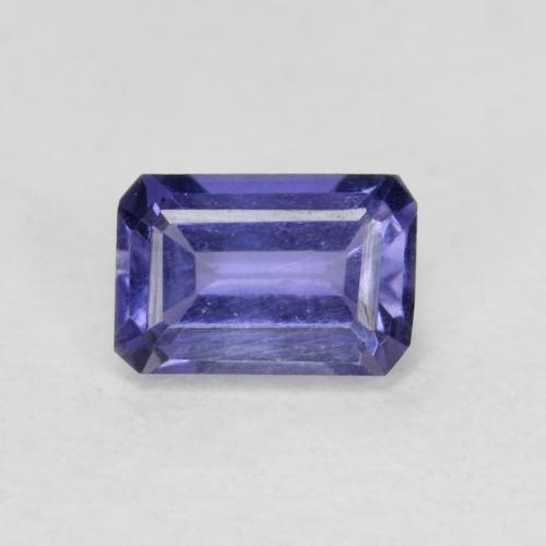0.56캐럿 천연 딥 퍼플 아이올라이트, 에메랄드 컷, 6×4 mm, VS