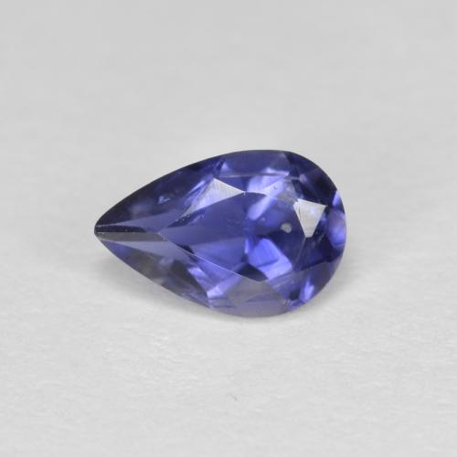 0.37캐럿 천연 자정 블루 아이올라이트, 배 모양, 5.9×4 mm, VS
