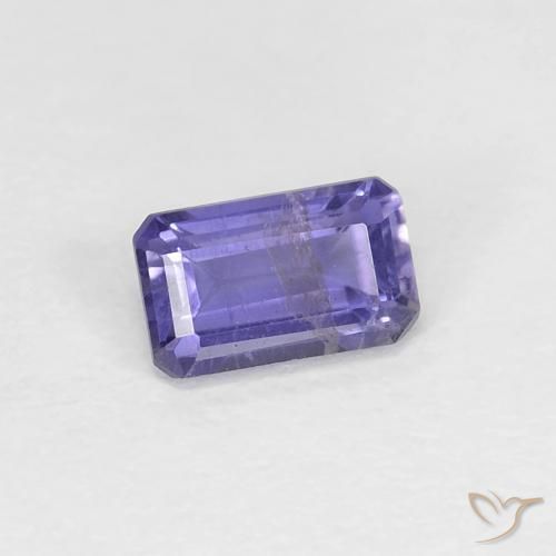 0.29캐럿 천연 짙은 청자색 아이올라이트, 에메랄드 컷, 5×3.1 mm, VS-SI