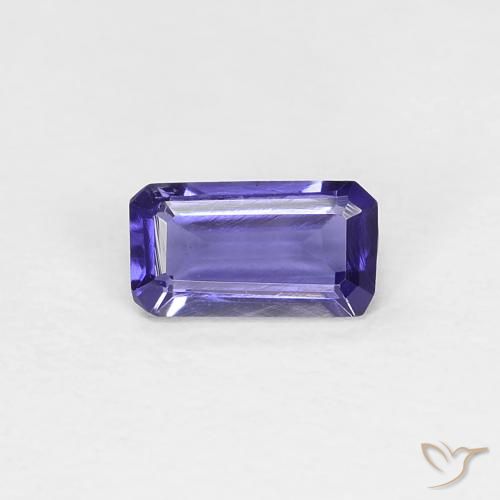 0.22캐럿 천연 짙은 청자색 아이올라이트, 에메랄드 컷, 5.1×2.8 mm, VVS-VS