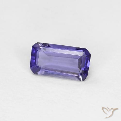 0.22캐럿 천연 짙은 청자색 아이올라이트, 에메랄드 컷, 5.1×2.8 mm, VVS-VS