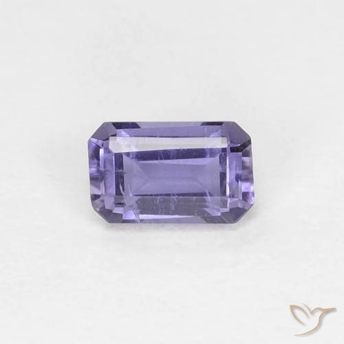 0.25ct 자연스러운 분홍빛이 도는 보라색 아이올라이트, 에메랄드 컷, VS