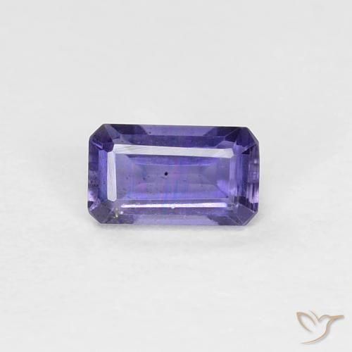0.25ct 자연스러운 딥 퍼플 아이올라이트, 에메랄드 컷, VS