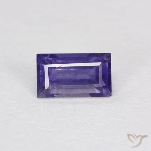 0.30ct 자연스러운 딥 퍼플 아이올라이트, 바게트, VS