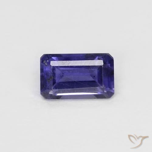 0.28캐럿 천연 짙은 청자색 아이올라이트, 에메랄드 컷, 4.9×3 mm, VS