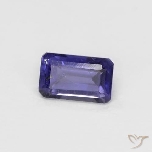 0.28캐럿 천연 짙은 청자색 아이올라이트, 에메랄드 컷, 4.9×3 mm, VS