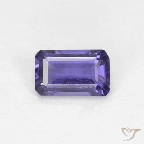 0.26ct 자연스러운 딥 퍼플 아이올라이트, 에메랄드 컷, VVS-VS