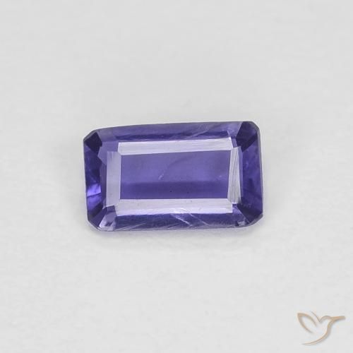 0.20ct 자연스러운 딥 퍼플 아이올라이트, 에메랄드 컷, VVS-VS