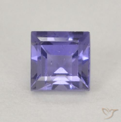 0.20ct 자연스러운 짙은 청자색 아이올라이트, 정사각형, VVS