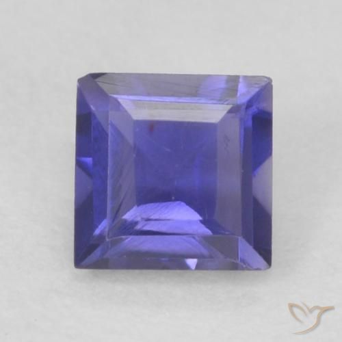 0.21ct 자연스러운 짙은 청자색 아이올라이트, 정사각형, VVS