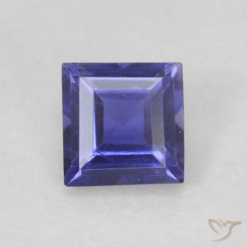 0.12ct 자연스러운 짙은 청자색 아이올라이트, 정사각형, VVS
