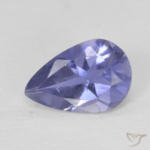 0.33ct 자연스러운 은빛 파란색 아이올라이트, 배 모양, VS