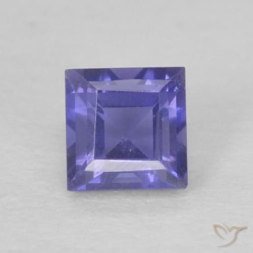 0.15ct 자연스러운 진한 파랑 아이올라이트, 정사각형, VS