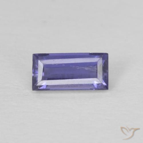 0.19ct 자연스러운 은빛 파란색 아이올라이트, 바게트, VS