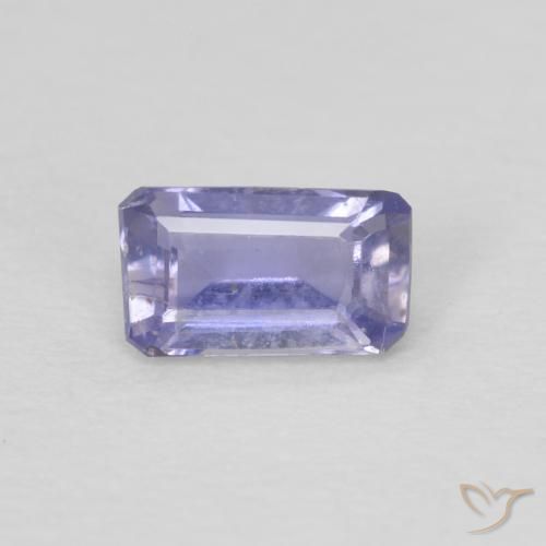 0.21ct 자연스러운 은빛 파란색 아이올라이트, 에메랄드 컷, VS