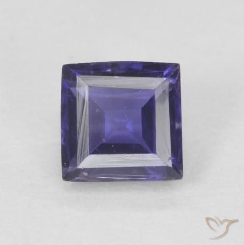 0.23캐럿 천연 짙은 청자색 아이올라이트, 스퀘어, 3.5×3.5 mm, VVS