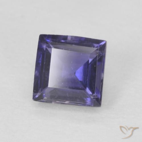 0.23캐럿 천연 짙은 청자색 아이올라이트, 스퀘어, 3.5×3.5 mm, VVS