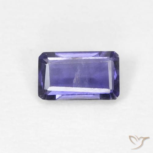 0.21ct 자연스러운 은빛 파란색 아이올라이트, 에메랄드 컷, VVS-VS