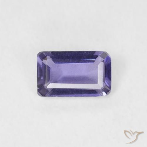 0.21ct 자연스러운 딥 퍼플 아이올라이트, 에메랄드 컷, SI