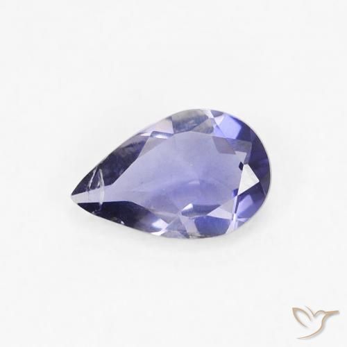 0.27ct 자연스러운 강렬한 바이올렛 블루 아이올라이트, 배 모양, VS