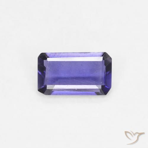 0.20ct 자연스러운 딥 퍼플 아이올라이트, 에메랄드 컷, VS
