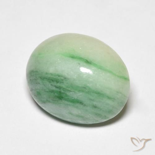 5.18캐럿 천연 Medium Light Green 출구, 타원형, 불투명체