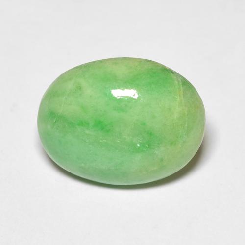 4.86캐럿 천연 미디엄 그린 옥, 타원형 컷, 12.4×9.6 mm, 불투명체