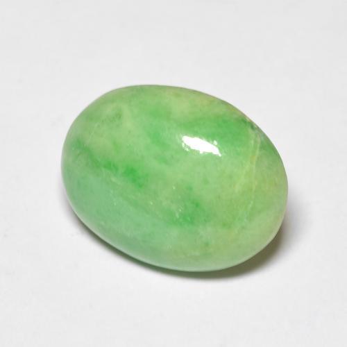 4.86캐럿 천연 미디엄 그린 옥, 타원형 컷, 12.4×9.6 mm, 불투명체