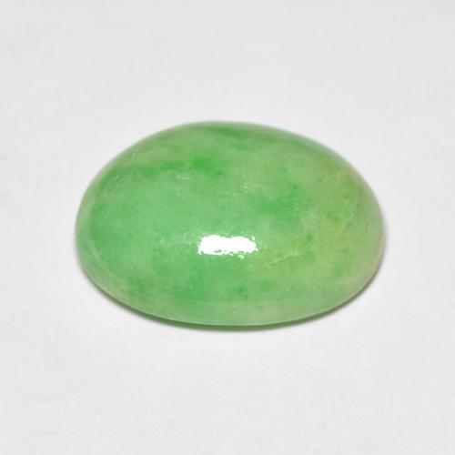 4.86캐럿 천연 미디엄 그린 옥, 타원형 컷, 12.4×9.6 mm, 불투명체