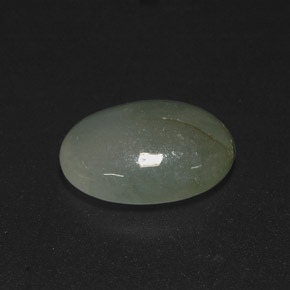 5.09캐럿 천연 화이트 그린 경옥, 타원형 컷, 13.2×9.1 mm, 투명한