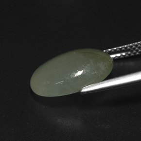 5.09캐럿 천연 화이트 그린 경옥, 타원형 컷, 13.2×9.1 mm, 투명한
