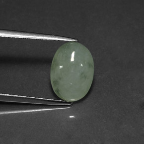 4.45캐럿 천연 라이트 그린 경옥, 투명한, 12×8.8 mm, 투명/반투명