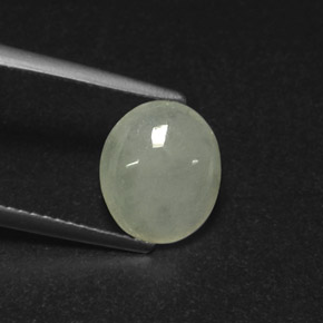 2.81캐럿 천연 그린 화이트 경옥, 투명한, 9.9×8.4 mm, 투명/반투명
